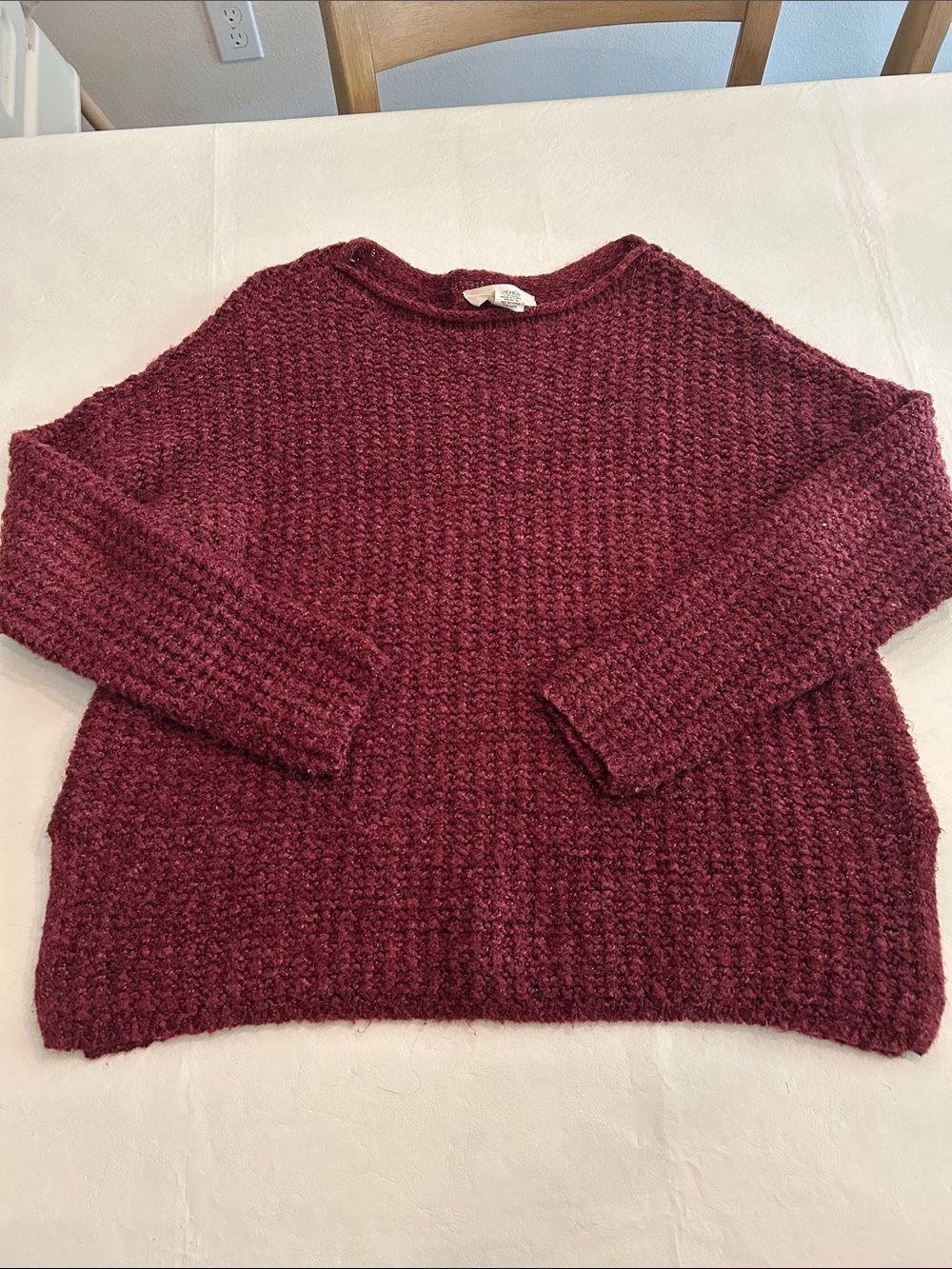 Workshop Republic Clothing Women's Burgundy Crewneck Knit Sweater